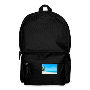 View on a Caribbean sandy beach and crystal clear - Backpack - black - Front