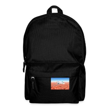 Ein Passagierflugzeug über einer Sandwüste - Rucksack - Schwarz - Vorne