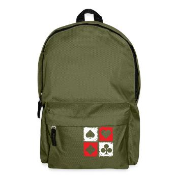 Pinochle card suits symbols retro squares - - Backpack - olive green - Front