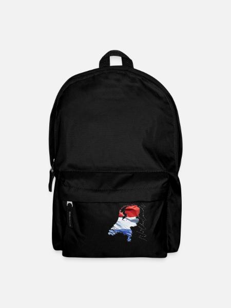 Niederlande | echte Flagge | Flag Map EN - Rucksack - Schwarz