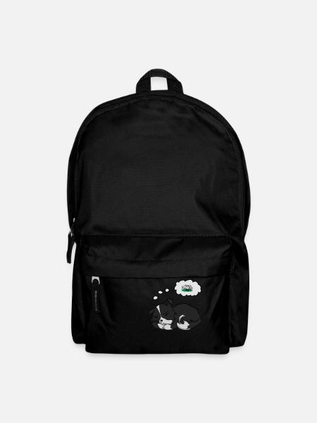 Ein süßer Welpe Border Collie, der von Schafen träumt. - Rucksack - Schwarz