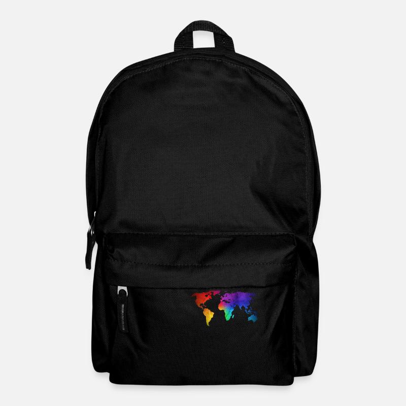 Weltkarte/Globe-Design mit funky RegenbogenFarbe - Rucksack - Schwarz
