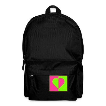 Herz Neon Pink Grün Ying Yang Liebe - Rucksack - Schwarz - Vorne