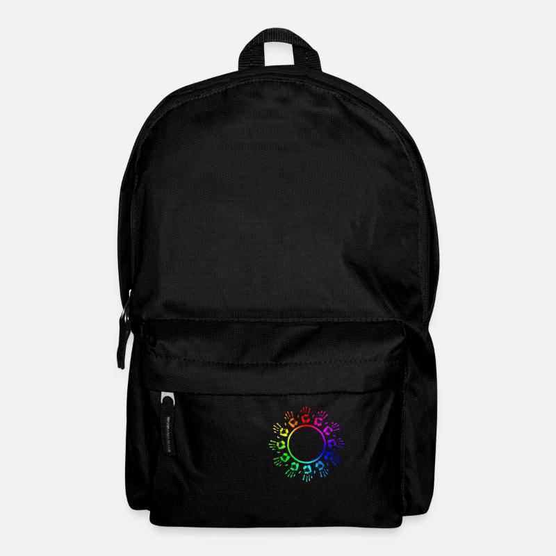 colorful Haende in a circle in rainbow - Backpack - black