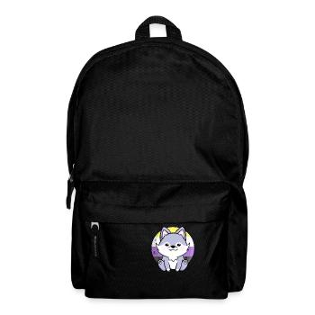 Süßer Wolf Hund Nonbinary Flagge Fahne LGBTQ Mond - Rucksack - Schwarz - Vorne