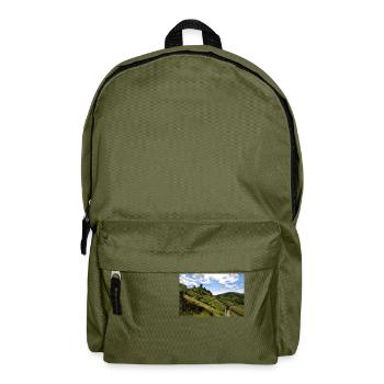 Moselle, castle, vineyard, panorama - Backpack - olive green - Front