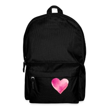 Pink Heart Watercolor Gift Idea - Backpack - black - Front