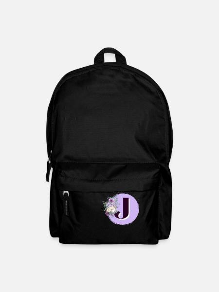 lettre J Couronne de fleurs - Sac à dos - noir