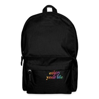 enjoy your life genieß dein Leben Regenbogen hygge - Rucksack - Schwarz - Vorne