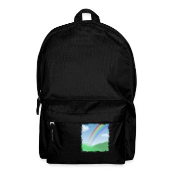 verwaschene Landschaft mit Regenbogen im Sommer - Rucksack - Schwarz - Vorne