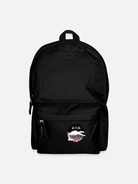 Fujisan Japanese volcano with cherry blossoms Sakura - Backpack - black