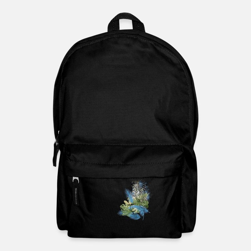 leopard, katze,wildkatze,malerei,blätter,dschungel - Rucksack - Schwarz