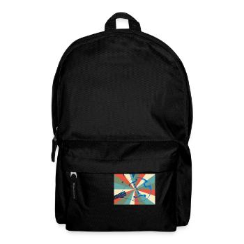 Mandoline blau vor Strahlen Hintergrund - Rucksack - Schwarz - Vorne