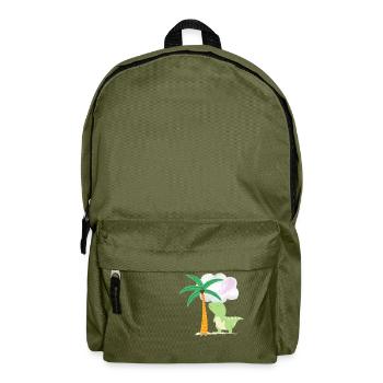 Süßer Dino unter Palme 💗 Design für die Familie - Rucksack - Olivgrün - Vorne