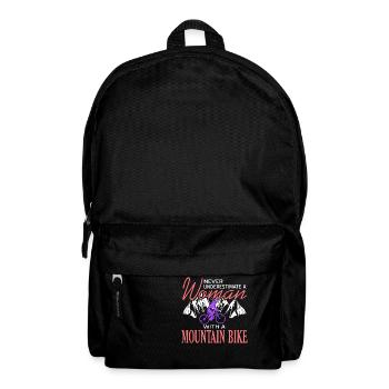 Never Underestimate A Woman With Mountain Bike - Rucksack - Schwarz - Vorne