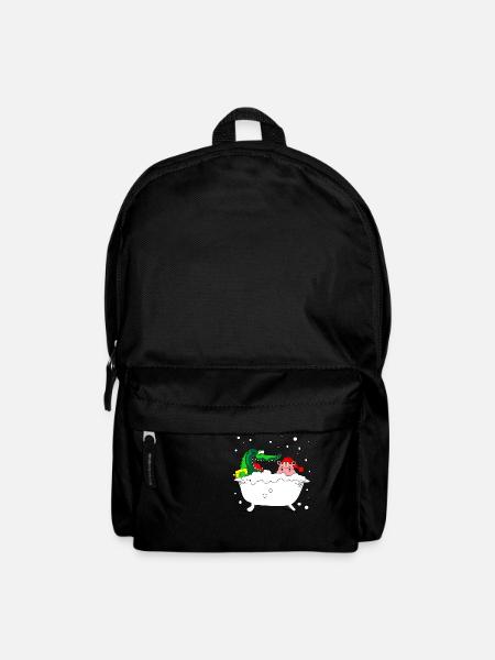 schnee badewanne baden weihnachten xmas krokodil - Rucksack - Schwarz