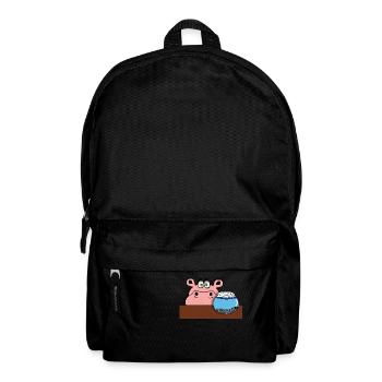 fish hippo hippo baby child gift idea comic - Backpack - black - Front