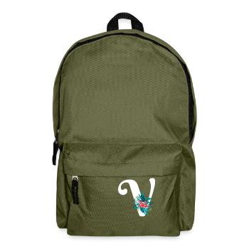 lettre V fleuris - Sac à dos - vert olive - Devant