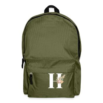 letter H flowers - Backpack - olive green - Front