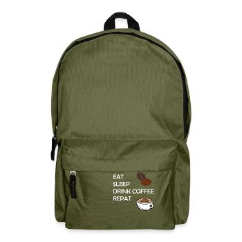 Eat Sleep Drink Coffe Repeat - Backpack - olive green - Front
