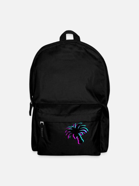 Neon Paradise: UV-leuchtende Palmen-Silhouette - Rucksack - Schwarz