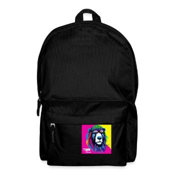 The yellow pink bear - Animal Portrait Pop Art Style - Backpack - black - Front