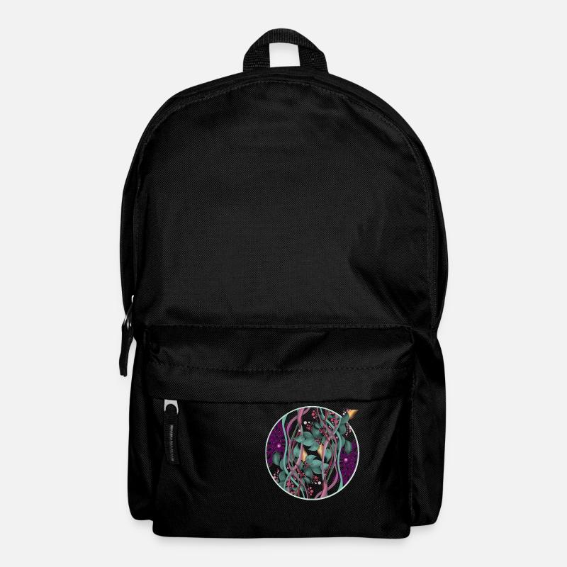 Muster Kreis mit Blättern und Punkten - Rucksack - Schwarz