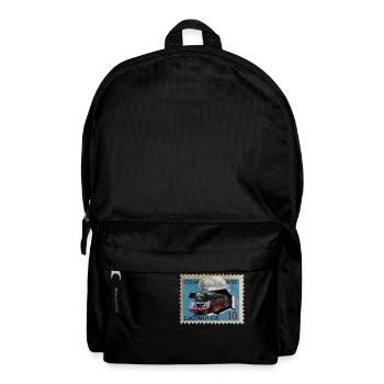 Briefmarke Dampflokomotive - Rucksack - Schwarz - Vorne
