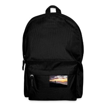 Man looks at the evening over the sea - Backpack - black - Front