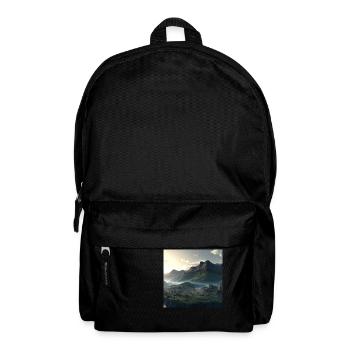 Beautiful mountain landscape in the fog - Backpack - black - Front