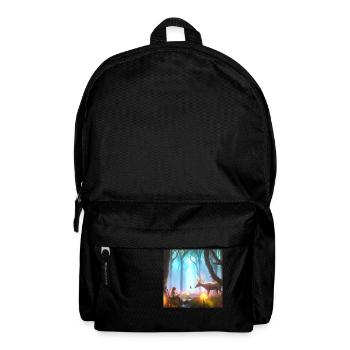 Girl in magical forest surrounded by animals - Backpack - black - Front