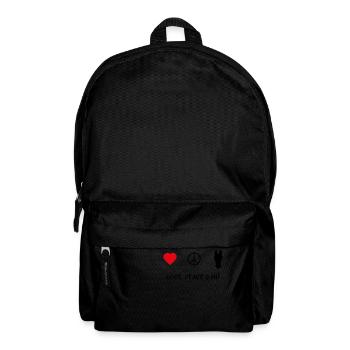 LOVE PEACE und HÜ - Rucksack - Schwarz - Vorne