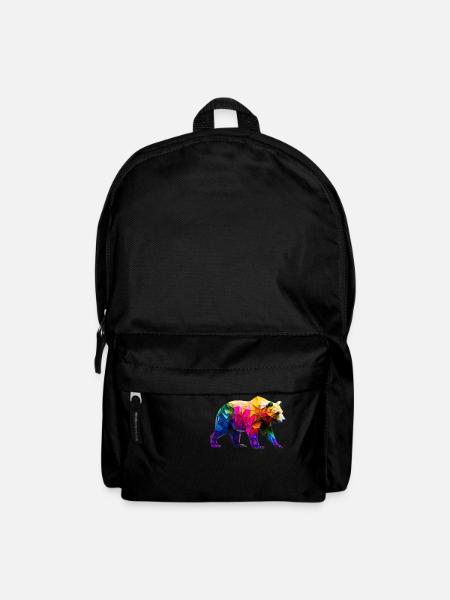 Origami Geometrie Bär bunt modern arty - Rucksack - Schwarz