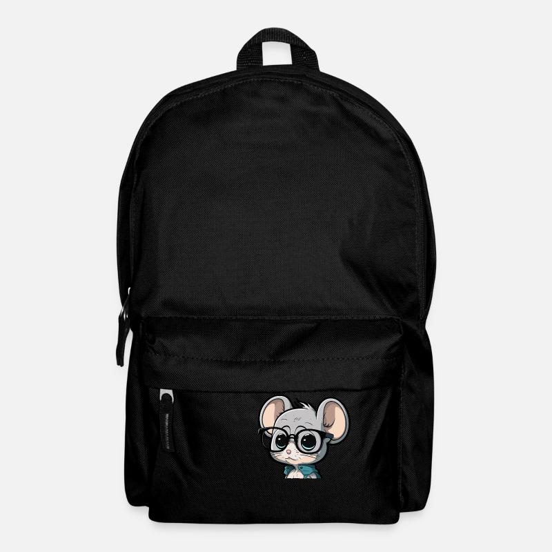 Mignonne souris mignonne avec des lunettes - Sac à dos - noir