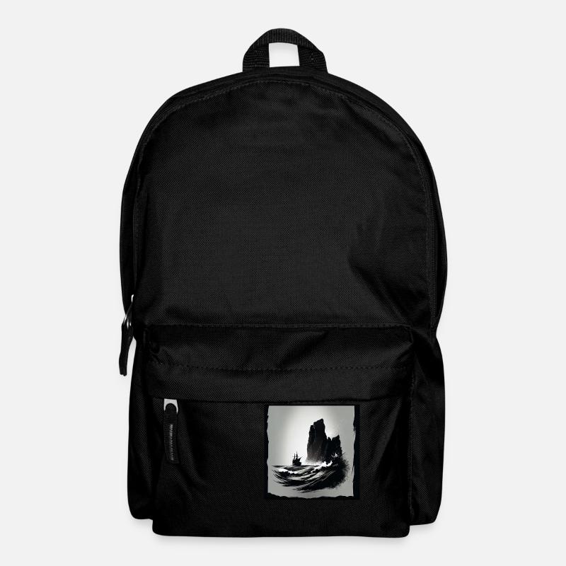 rough sea with cliffs - Backpack - black