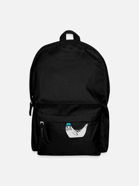 Robbe mit Anglerhut - Rucksack - Schwarz