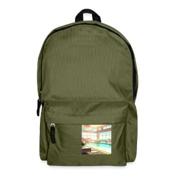Ein sonnendurchfluteter Lounge-Bereich digital art - Rucksack - Olivgrün - Vorne