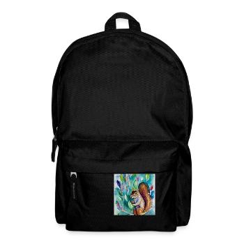 Squirrel between beautiful flower, water colour st - Backpack - black - Front