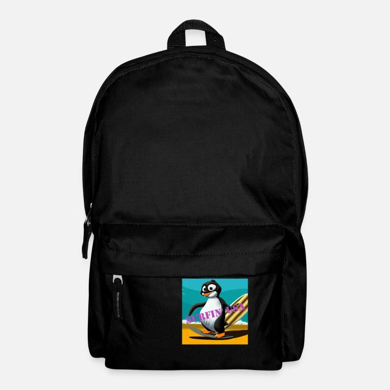 Surfing Penguin Gift - Backpack - black