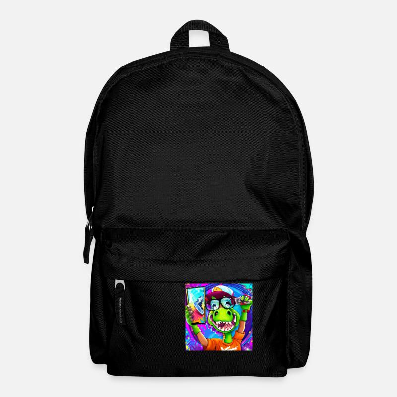 Cooler Dinosaurier macht Selfie V6 Geschenk - Rucksack - Schwarz