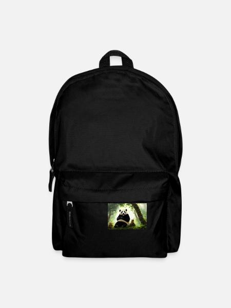 Panda im Wald - Rucksack - Schwarz