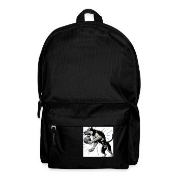 a dog with a ball illustroke - Backpack - black - Front