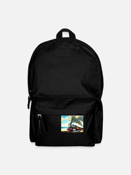 Steam locomotive on the beach - Backpack - black