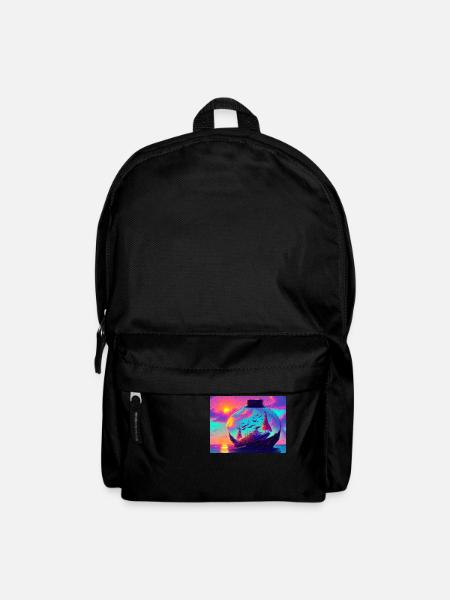 Ship in the round bottle colorful - Backpack - black
