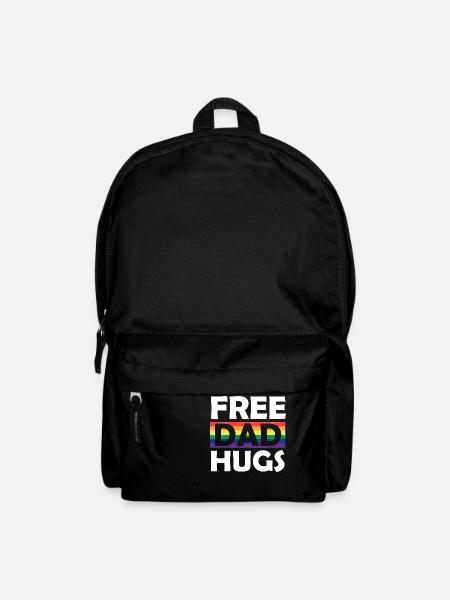 Free Dad Hugs Rainbow LGBT Pride Fathers Day Gift - Backpack - black