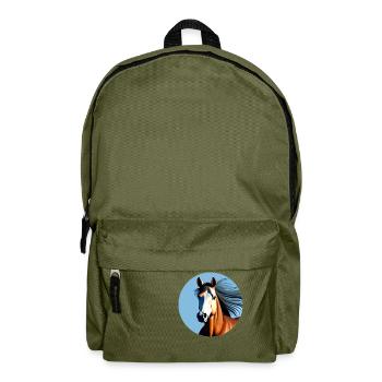 Galoppierendes braunes Sportpferd - Rucksack - Olivgrün - Vorne