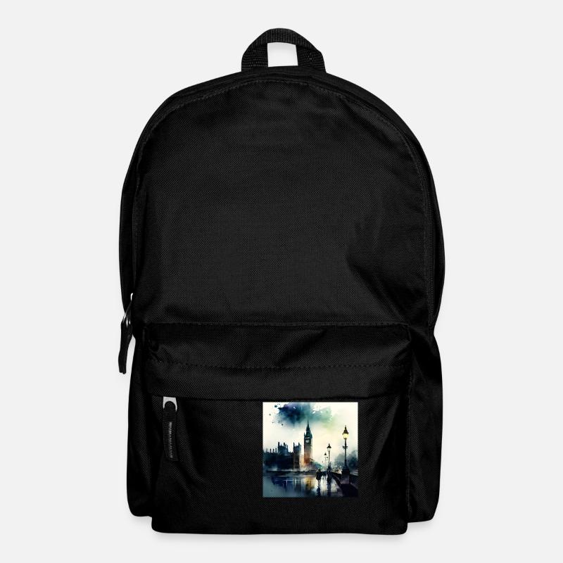 London Scenery Big Ben Aquarell - Backpack - black