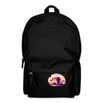 Wohnwagen Geschenk Camp Camping Zelten Wohnmobil - Rucksack - Schwarz - Vorne