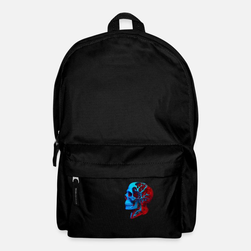 Anatomische Zeichnung Kopf Rot Blau - Rucksack - Schwarz
