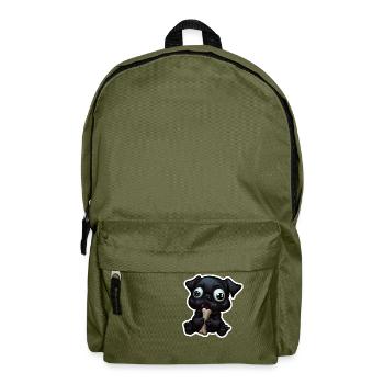 Little, dark Bulldog eating a bone - Rucksack - Olivgrün - Vorne